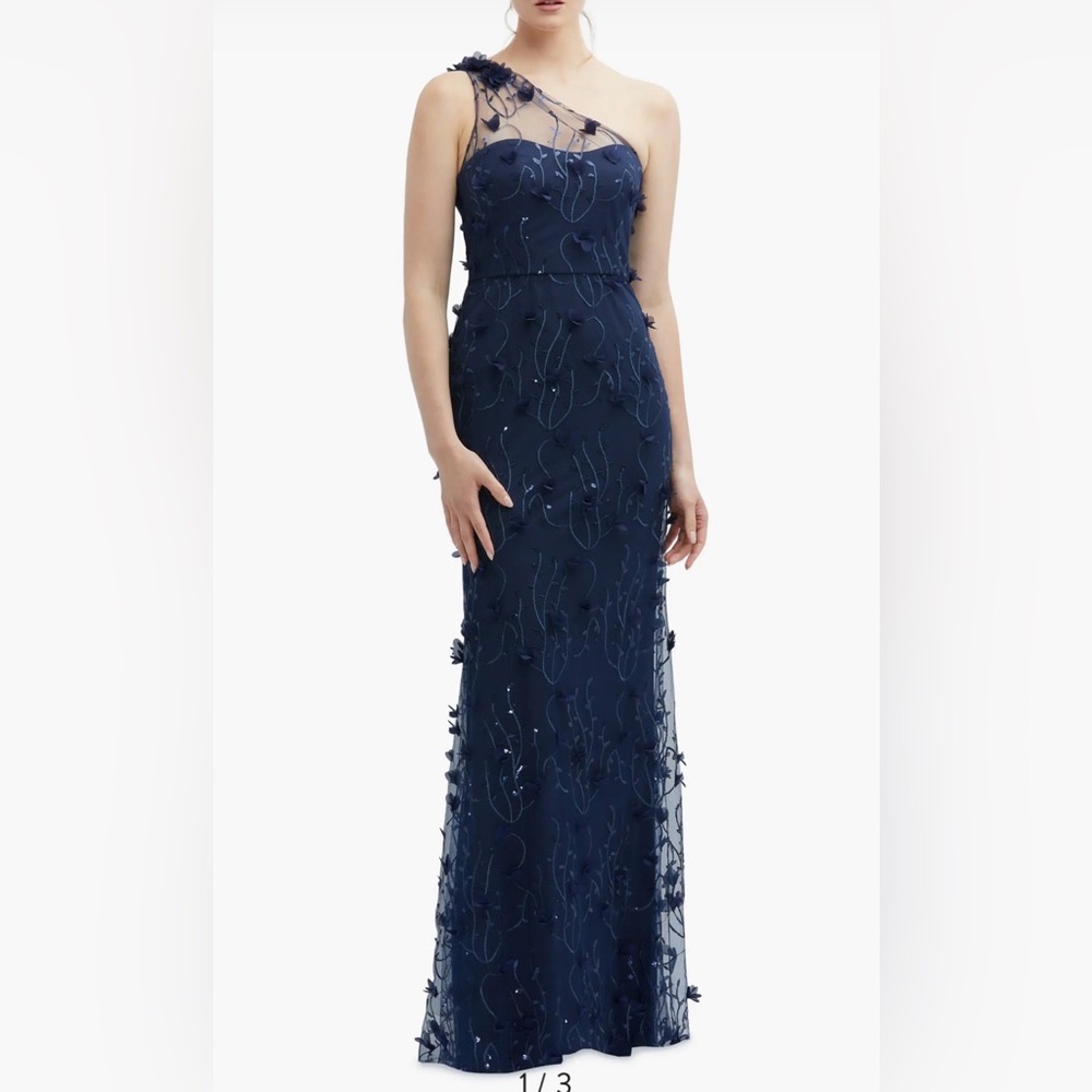 NEW Dessy Collection Floral Applique One Shoulder Gown, Size 8